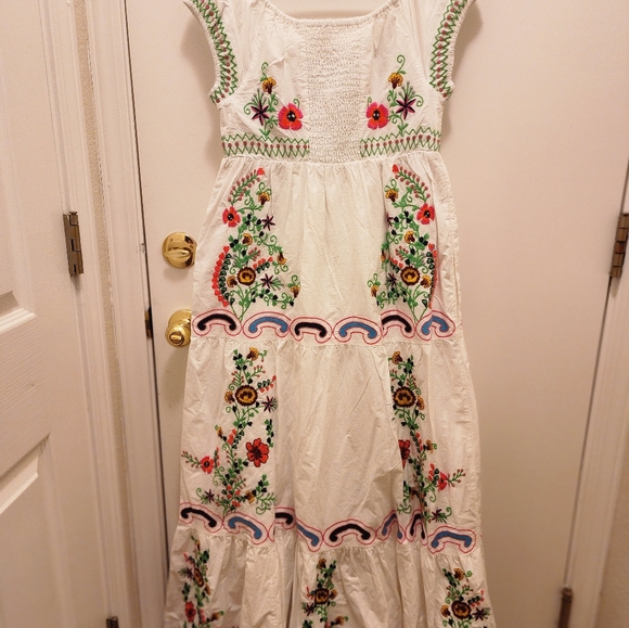 NWT ANTHROPOLOGIE Embroidered Off-the-Shoulder Dress - Picture 2 of 5